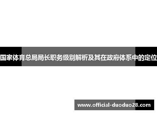 国家体育总局局长职务级别解析及其在政府体系中的定位