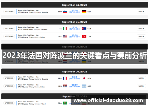 2023年法国对阵波兰的关键看点与赛前分析
