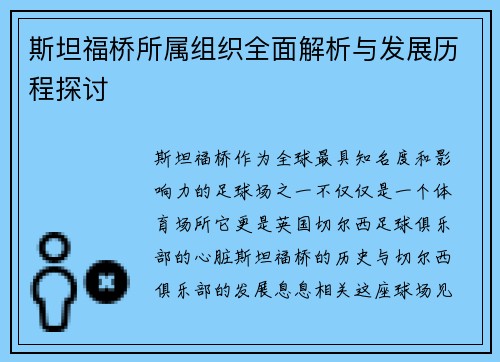 斯坦福桥所属组织全面解析与发展历程探讨